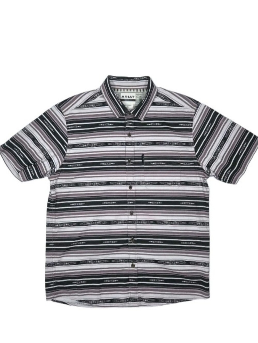 Ariat Murphy Modern Fit Shirt Men's Size M Black/Purple Stripe Western Aztec